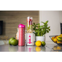 Noveen Mini Mixer Smoothie Maker/Mixer Pinsel 300 Watt mit 2 Wasserflaschen, rosa