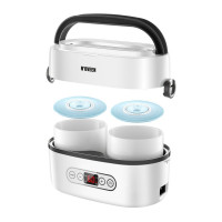 Noveen MLB-820 Elektrische Multi-Food-Heizung Tragbare Lunchbox mit Digitalanzeige, herausnehmbarer Keramikbehälter, 2 x 0,5 l Edelstahlbesteck, Transportschutztasche, Hitze unterwegs