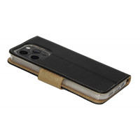 Buch Tasche "Fancy" kompatibel mit iPhone 14 Pro Max Handy Hülle Etui Brieftasche Schutzhülle mit Standfunktion, Kartenfach Schwarz-Gold