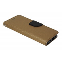Buch Tasche "Fancy" kompatibel mit iPhone 14 Plus Handy Hülle Etui Brieftasche Schutzhülle mit Standfunktion, Kartenfach Gold-Schwarz