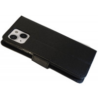 Buch Tasche "Fancy" kompatibel mit iPhone 14 Plus Handy Hülle Etui Brieftasche Schutzhülle mit Standfunktion, Kartenfach Schwarz