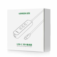 Ugreen HUB 4in1 USB Typ C - 3x USB Typ A 3.1 Gen 1 + RJ45 PD Weiß (CM416 50620)