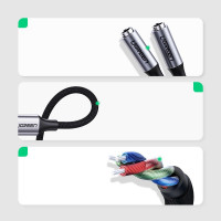 Ugreen Kabel Kopfhörer Splitter USB Typ C - 2x 3,5 mm Miniklinke AUX 20cm Grau (30732)