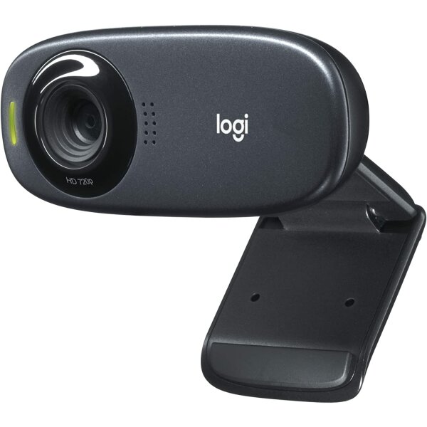 Logitech C310 Webcam, HD 720p, 60° Sichtfeld, Fester Fokus, Belichtungskorrektur, USB-Anschluss, Rauschunterdrückung, Universalhalterung, Für Skype, FaceTime, Hangouts, etc. - Schwarz