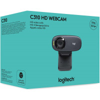 Logitech C310 Webcam, HD 720p, 60° Sichtfeld, Fester Fokus, Belichtungskorrektur, USB-Anschluss, Rauschunterdrückung, Universalhalterung, Für Skype, FaceTime, Hangouts, etc. - Schwarz