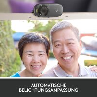 Logitech C310 Webcam, HD 720p, 60° Sichtfeld, Fester Fokus, Belichtungskorrektur, USB-Anschluss, Rauschunterdrückung, Universalhalterung, Für Skype, FaceTime, Hangouts, etc. - Schwarz