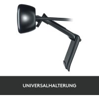 Logitech C310 Webcam, HD 720p, 60° Sichtfeld, Fester Fokus, Belichtungskorrektur, USB-Anschluss, Rauschunterdrückung, Universalhalterung, Für Skype, FaceTime, Hangouts, etc. - Schwarz