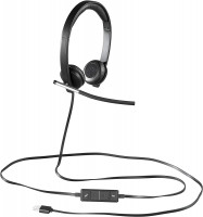 Logitech H650e Kopfhörer mit Mikrofon, Stereo-Headset, Rauschunterdrückung, Lautstärkeregelung und Stummschaltung am Kabel, LED-Anzeige, USB-Anschluss, PC/Mac/Laptop - Schwarz