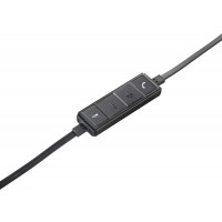 Logitech H650e Kopfhörer mit Mikrofon, Stereo-Headset, Rauschunterdrückung, Lautstärkeregelung und Stummschaltung am Kabel, LED-Anzeige, USB-Anschluss, PC/Mac/Laptop - Schwarz