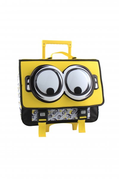 Minions 41 CM Ranzen Tasche auf Rädern Schultasche für Kinder Minions-Ordner 3D Augen