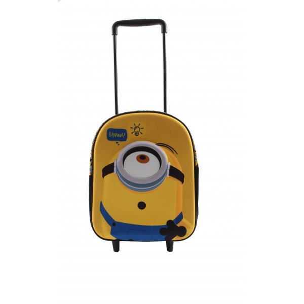 Rucksack mit Rädern Minions 31 CM Kindergarten 3D-Augen High-End Trolley Schultasche Freizeit Tasche