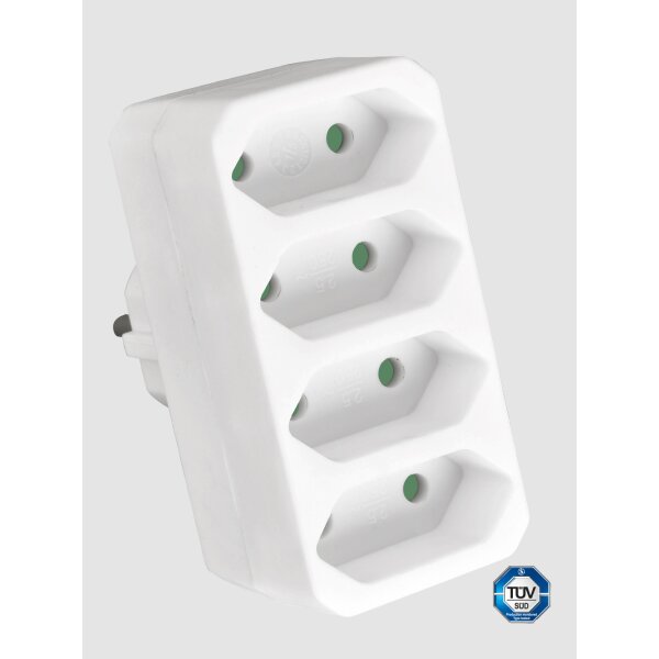 HEITECH 4 Fach Steckdosenadapter dreifachsteckdose ohne Schalter Adapterstecker Kindersicherung