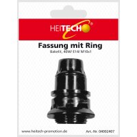 Heitech Lampenfassung E14 40 W Schwarz - Lampenfassung mit Ring aus Kunststoff - Lampenfassung mit Außengewinde - Deckenfassung Lampenkopf für Deckenleuchte & Pendelleuchte