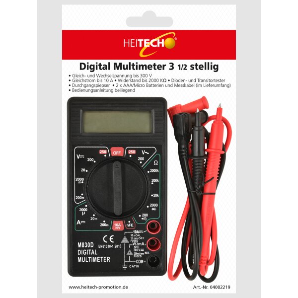 Digital Multimeter 3 1/2 stellig Measuring Accessories Set for Digital Multimeter, Electronics Assortment with Test Cable