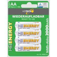 HEITECH vorgeladener 4er Pack NIMH-Akku Mignon/AA / HR06...