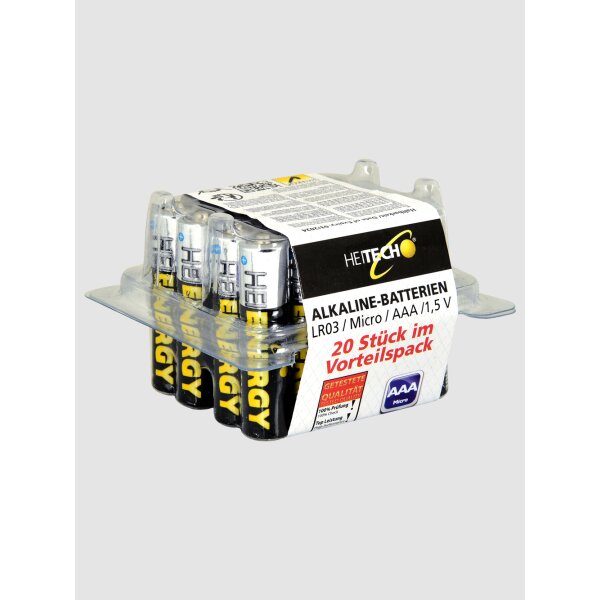 Heitech Micro (AAA) Alkaline Batterie 1,5V LR03 LR3 - 20er Pack