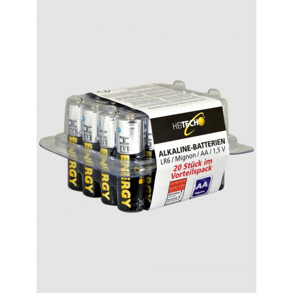 Heitech Mignon (AA) Alkaline Batterie 1,5V LR06 LR6 - 20er Pack