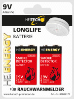 HEITECH Rauchmelder Batterie 9V Block langlebig &...