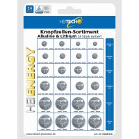 Knopfzellen-Sortiment Alkaline & Lithium 24...