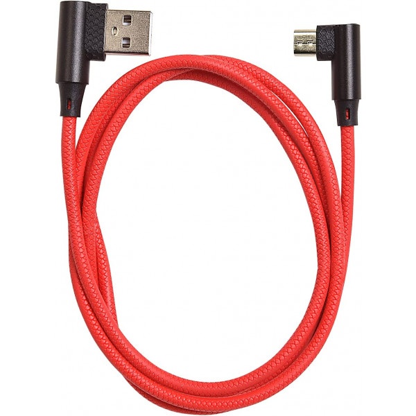 90 Grad 1m Micro-USB Winkel USB Kabel abgewinkelt Nylon für Smartphones rot
