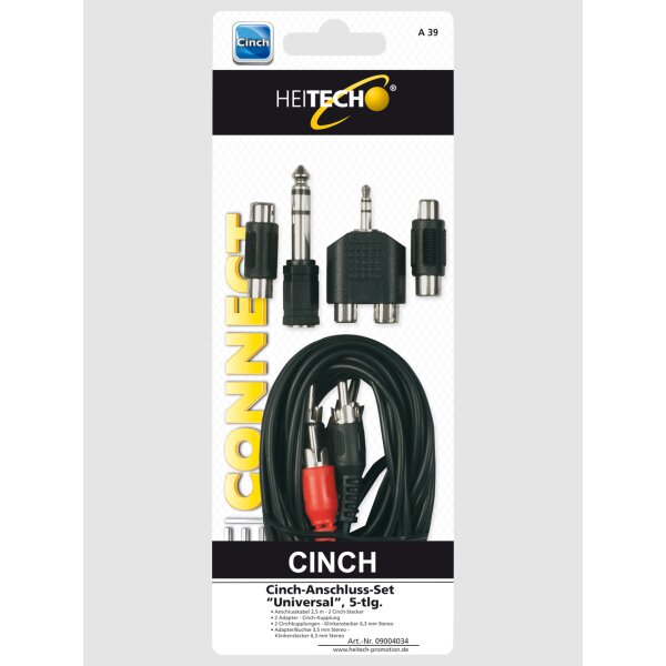 HEITECH Stereo-Cinch-Anschluss-Set"Universal", 5 tlg. Adapter Buchse