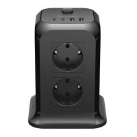 Blitzwolf BW-PC3 Power Charger mit 8 AC Steckdosenplätzen, 2x USB, 2x USB-C Ladeturm Schwarz