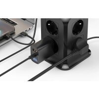 Blitzwolf BW-PC3 Power Charger mit 8 AC Steckdosenplätzen, 2x USB, 2x USB-C Ladeturm Schwarz