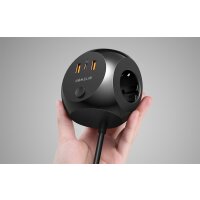 Blitzwolf BW-PC1 Power Charger mit 3 AC Steckdosenplätze, 2x USB, 1x USB-C Ladekugel Schwarz