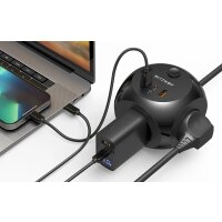 Blitzwolf BW-PC1 Power Charger mit 3 AC Steckdosenplätze, 2x USB, 1x USB-C Ladekugel Schwarz