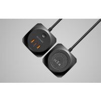 Blitzwolf BW-PC1 Power Charger mit 3 AC Steckdosenplätze, 2x USB, 1x USB-C Ladekugel Schwarz