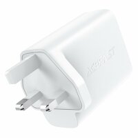 Acefast GaN Ladegerät (UK Stecker) 2x USB Typ C 50W, Power Delivery, PPS, Q3 3.0, AFC, FCP Schwarz (A32 UK)