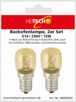 Backofenlampe 4er Pack 15W E14 - Backofen Glühbirne hitzebeständig bis 300 Grad für Backofen, Grillöfen, Mikrowelle - Backofen Lampe mit T22 Kapsel, 75 Lumen & 2600K