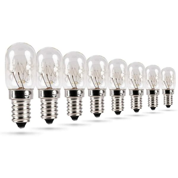 Kühlschranklampe 8er Pack 15W E14 - Glühbirne für Nähmaschine, Dunstabzugshaube, Vitrine, Salzsteinlampe, Kühlschrank, Gefriertruhe - Kühlschrank Lampe mit T22 Kapsel, 90 Lumen & 2500K  #1