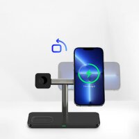 Duzzona W6 Wireless Charger 3-in-1-Ladestation mit zertifiziertem Ladegerät Schwarz