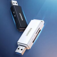 Ugreen tragbarer TF/SD-Kartenleser für USB 3.0, Datenübertragung von bis zu 95 MB/s Schwarz (CM104)