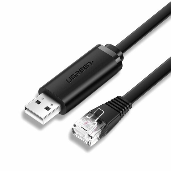 Ugreen Konsolenkabel USB - Ethernet RJ45 1,5m für Netzwerkgeräte mit USB Typ C - RJ45-Anschlüssen Schwarz (CM204)