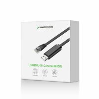 Ugreen Konsolenkabel USB - Ethernet RJ45 1,5m für Netzwerkgeräte mit USB Typ C - RJ45-Anschlüssen Schwarz (CM204)