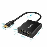 Choetech Einweg-Steckeradapter HUB USB Typ C auf VGA Für Computer mit USB-C-Anschluss Schwarz (HUB-V01)