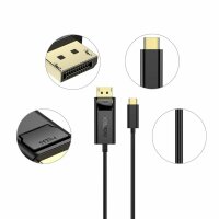 Choetech unidirektionales USB Typ C auf Display Port 4K Kabel 1,8m Schwarz (XCP-1801BK)