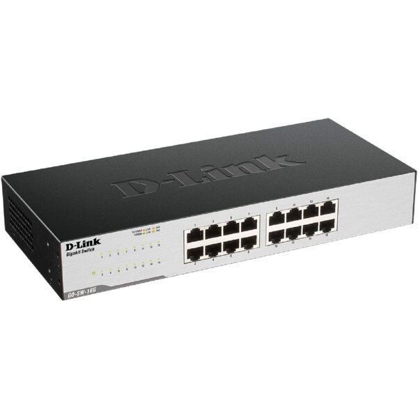 D-Link GO-SW-16G Gigabit Easy Ethernet Gigabit Desktop Switch, Schwarz