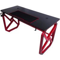 GameShark Black Frag 140x75x70cm Gaming Desk Tischplatte Ergonomisch Schreibtisch Kopfhörerhalter schwarz-rot