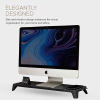 FLYEER USB hubs Monitor-Halterung, Monitor Stand Ladestation, Monitorständer, Monitorerhöhung, Monitor-Ständer, Schwarz