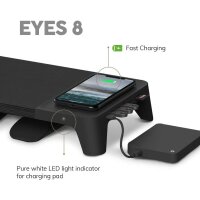 FLYEER USB hubs Monitor-Halterung, Monitor Stand Ladestation, Monitorständer, Monitorerhöhung, Monitor-Ständer, Schwarz