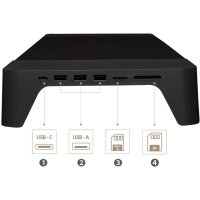 FLYEER USB hubs Monitor-Halterung, Monitor Stand Ladestation, Monitorständer, Monitorerhöhung, Monitor-Ständer, Schwarz