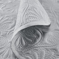 Tagesdecke Steppdecke Decke Bettüberwurf Muster Leila Doppelseitig Elegantes Muster (Light Grey, 200 x 220 cm)