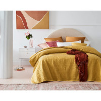 Tagesdecke Steppdecke Decke Bettüberwurf Muster Leila Doppelseitig Elegantes Muster (Mustard, 220 x 240 cm)