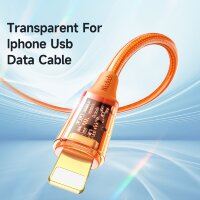 Mcdodo CA-2081 Transparentes Schnellladekabel iOS Ladegerät Schnellladefunktion Datenübertragung Ladekabel Orange 1.2 m