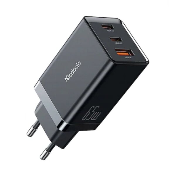 Mcdodo Ch-1542 65W Gan 5 Pro Schnelles Telefon Ladegerät 2x Usb-C 1x Usb-A Ladeadapter Schnellladegerät Schwarz