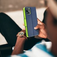 Buch Tasche "Fancy" kompatibel mit Xiaomi Redmi Note 11 / 11s Hülle mit Standfunktion, Kartenfach Blau-Grün