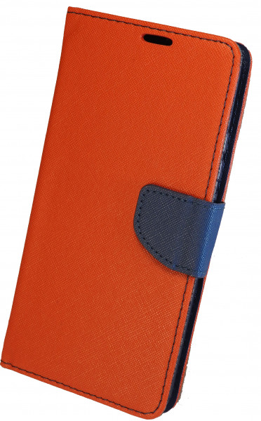 Buch Tasche "Fancy" kompatibel mit iPhone 14 Pro Handy Hülle Schutzhülle mit Standfunktion, Kartenfach Rot-Blau